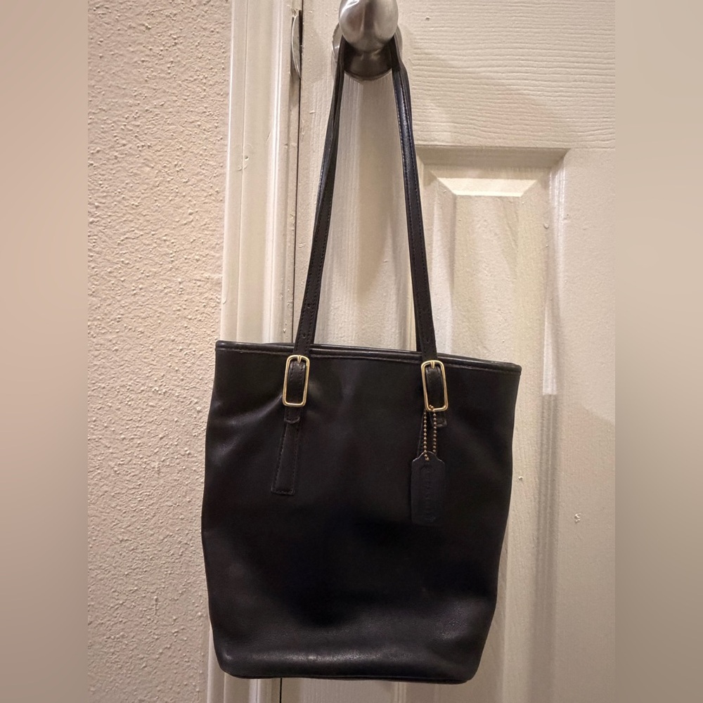 Rare Made In USA Old Coach 9803 Shoulder Bag Tote Bag Leather Black Used Vintage